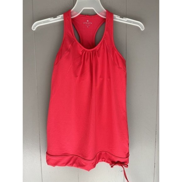 Athleta Tops - Athleta Tinker Tank Pink Red Tie Front Racerback Small Padded Shelf bra
